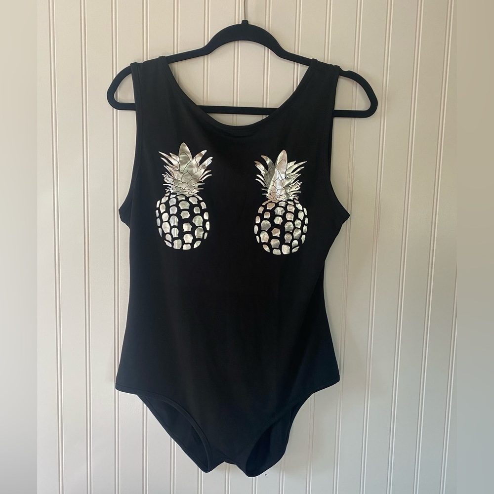 Black Bodysuit Cute Pineapple Design